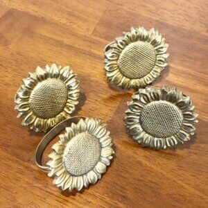 Sunflower Metal Napkin Ring Holders Set of 4 Pre-Owned.